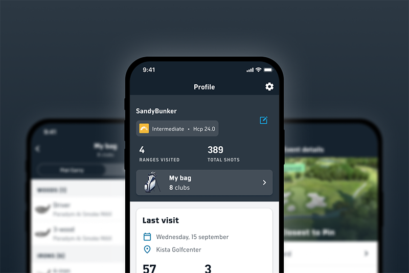 Toptracer Range app shown on multiple mobile devices